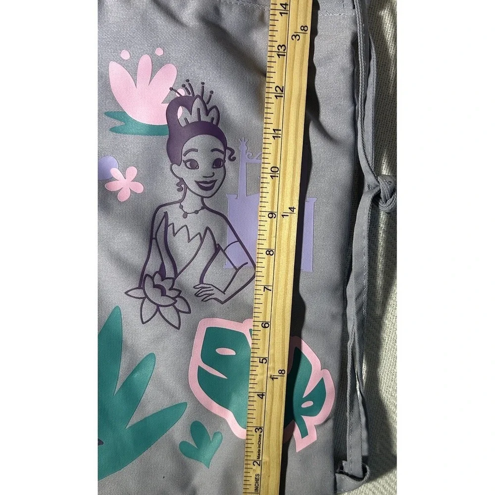 Disney Princess Tiana & Ariel Drawstring Sling Tote Bag Backpack Purple